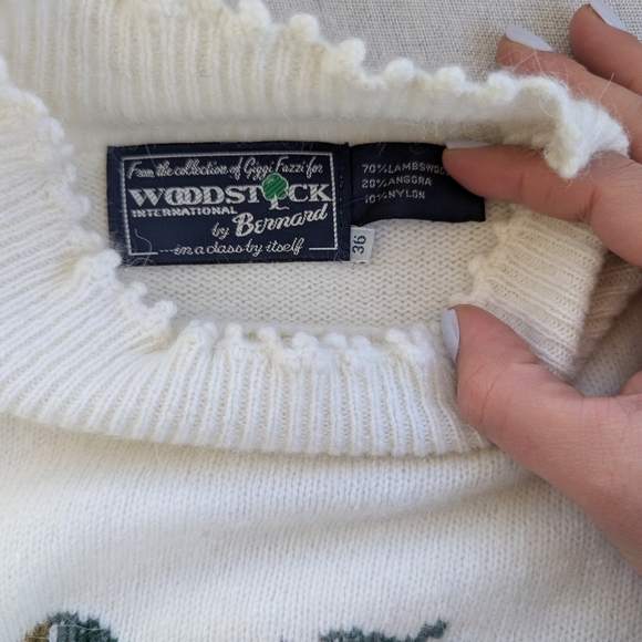 Vintage Woodstock by Bernard Lambswool Angora White Sweater Size 36 / Medium - Picture 2 of 7